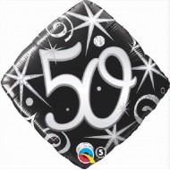 Black Elegant Swirls & Sparkles 50th Birthday Balloon